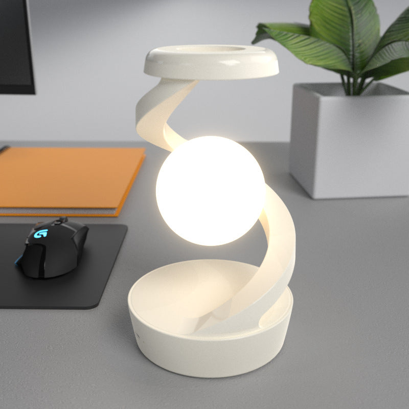 Smart Rotating Floating USB Desk Lamp with RGB Light and Wireless Charger