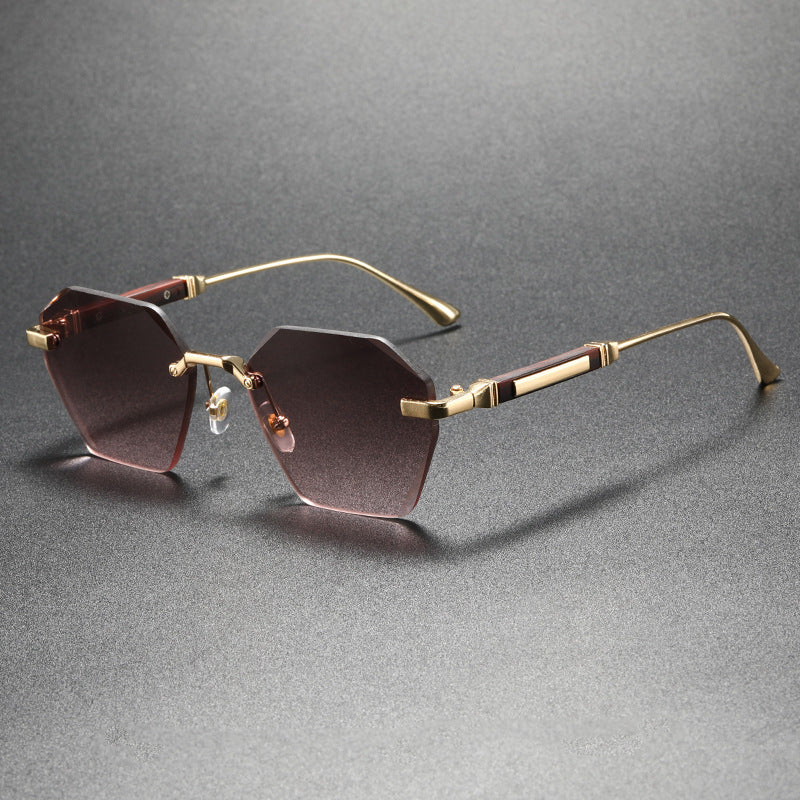 Wavy Pattern Frameless Square Metal Sunglasses UV400 Protection Fashion Driving Outdoor Glasses