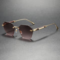 Wavy Pattern Frameless Square Metal Sunglasses UV400 Protection Fashion Driving Outdoor Glasses