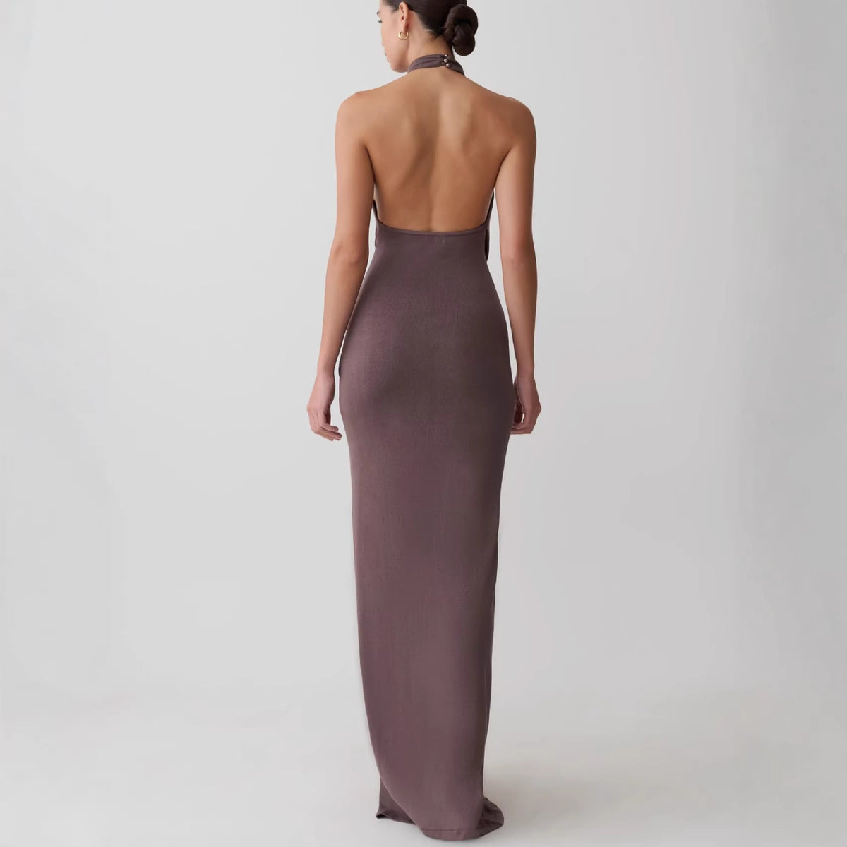 Elegant Twist Knot Halter Neck Evening Gown