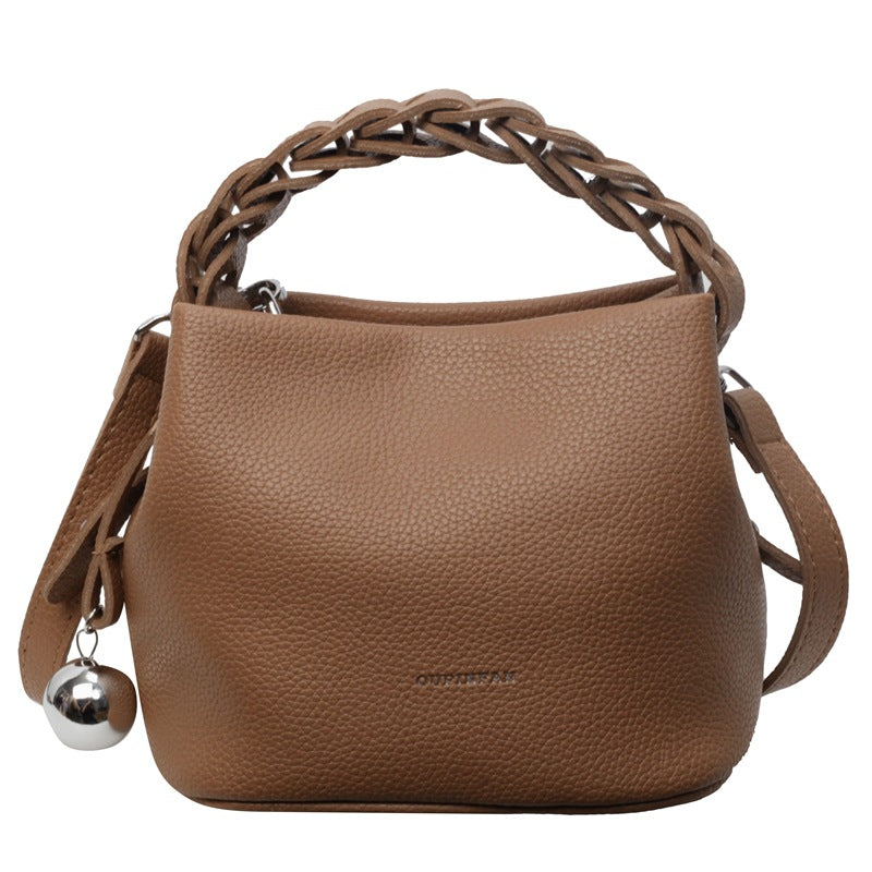 Women Handwoven Bucket Bag Simple Shoulder Crossbody Bag