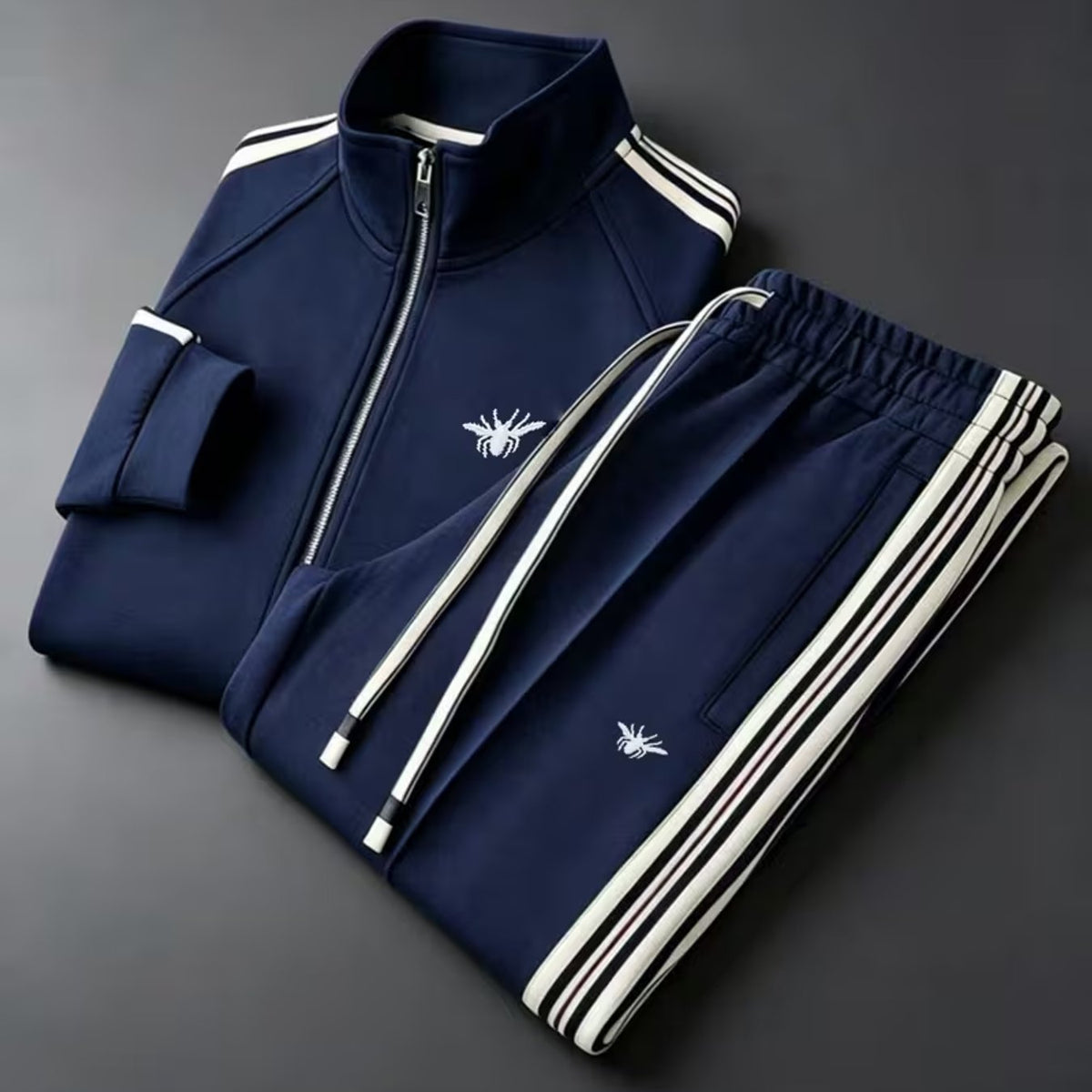 Men's Zip-Up Jacket and Pants Set Digital Print Long Sleeve Tracksuit