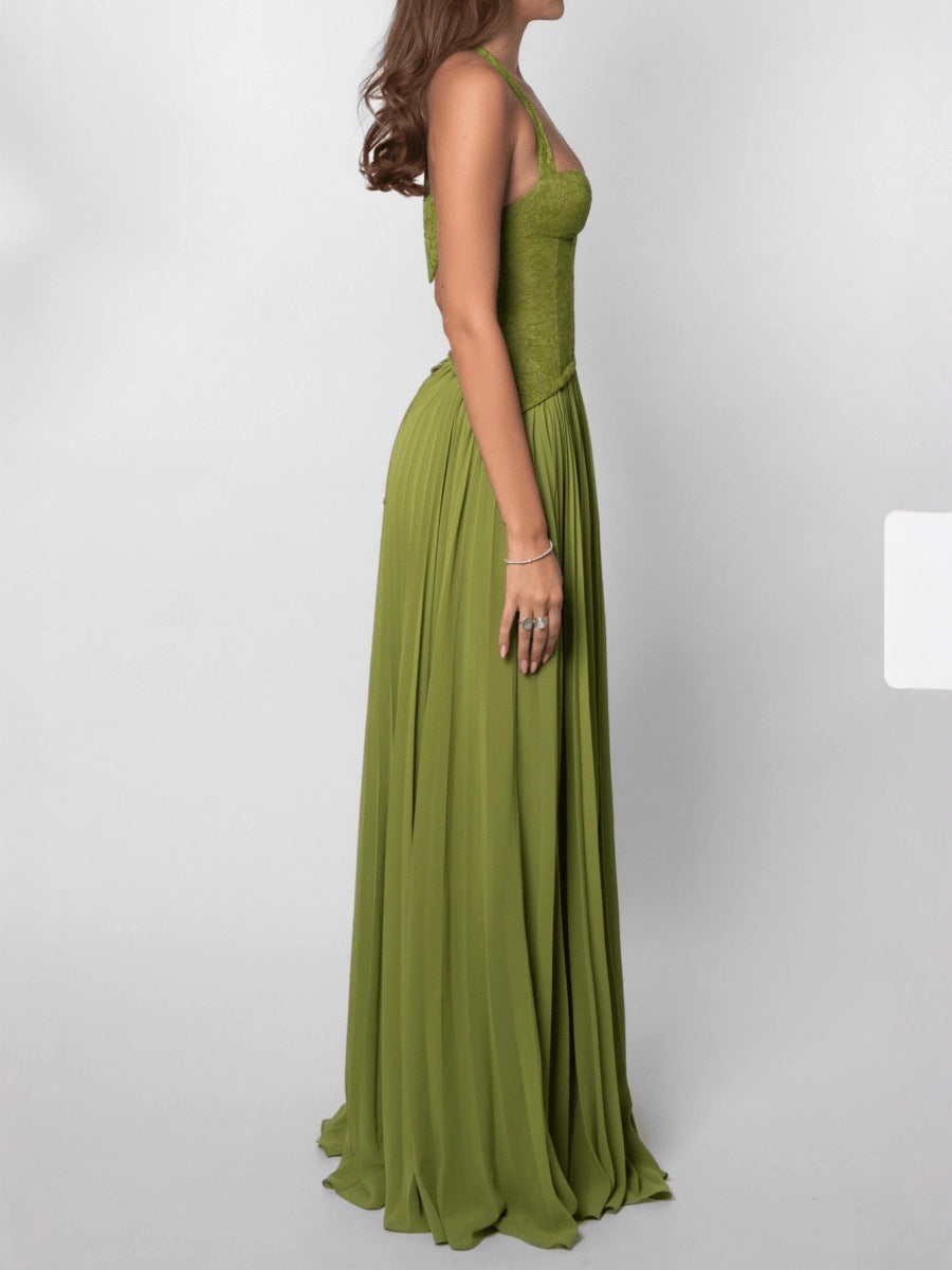 Womens Sexy Backless Pleated Wrap Dress
