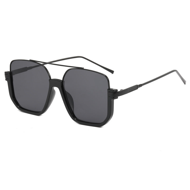 Retro Half Frame Sunglasses UV400 Protection Metal Double Beam Sun Glasses for Driving Outdoor Fashion