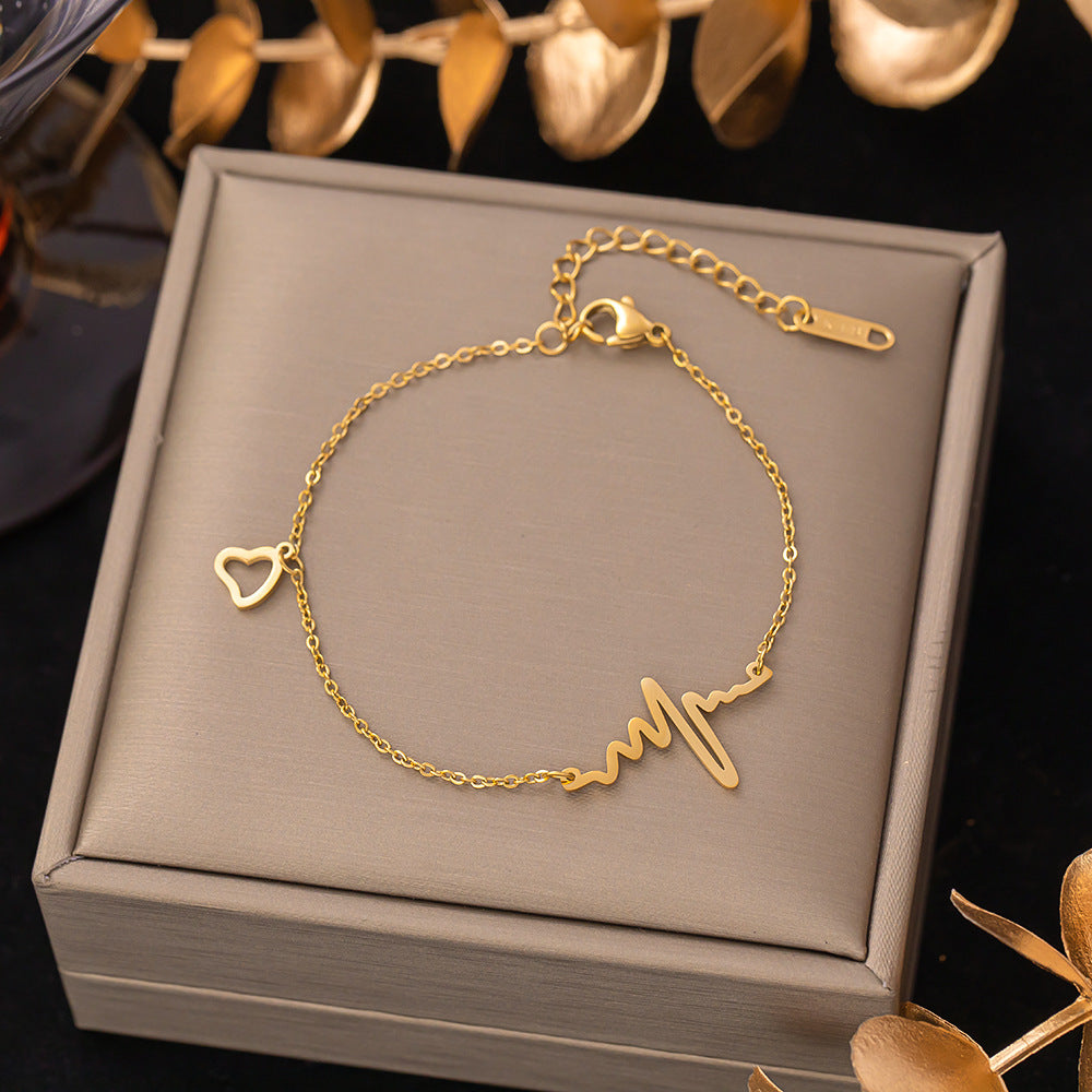 Women's Titanium Steel Inlaid Charm Bracelet Versatile Fashion Jewelry