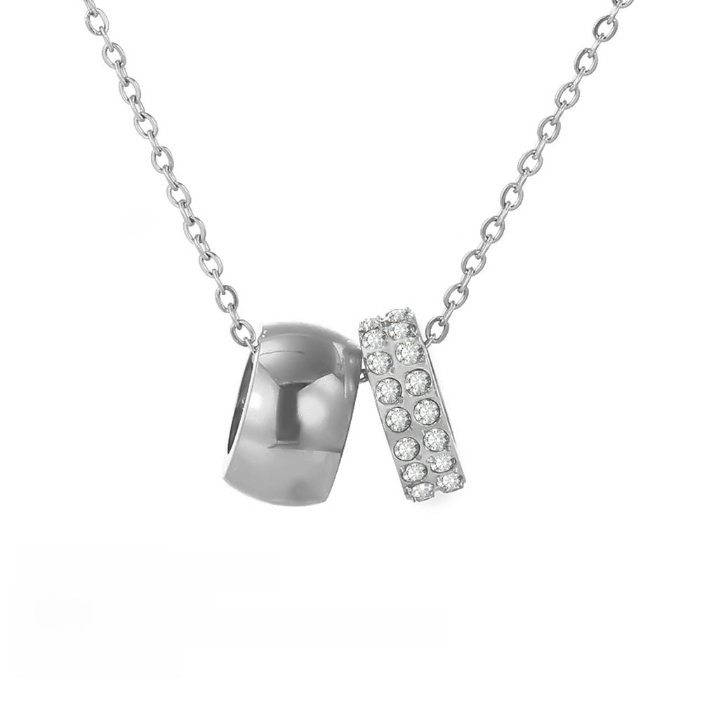 Round hoop double pendant versatile necklace