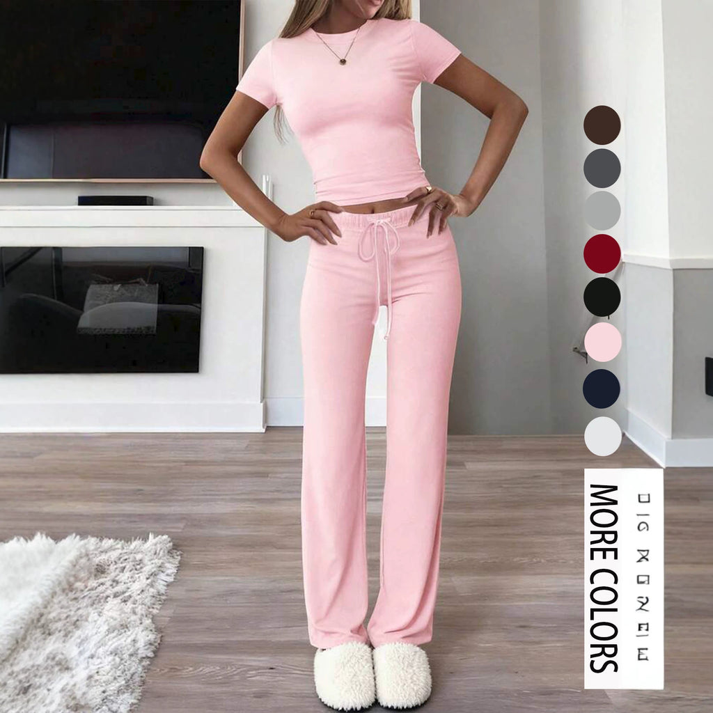 Casual Cotton Blend Two-Piece Set
