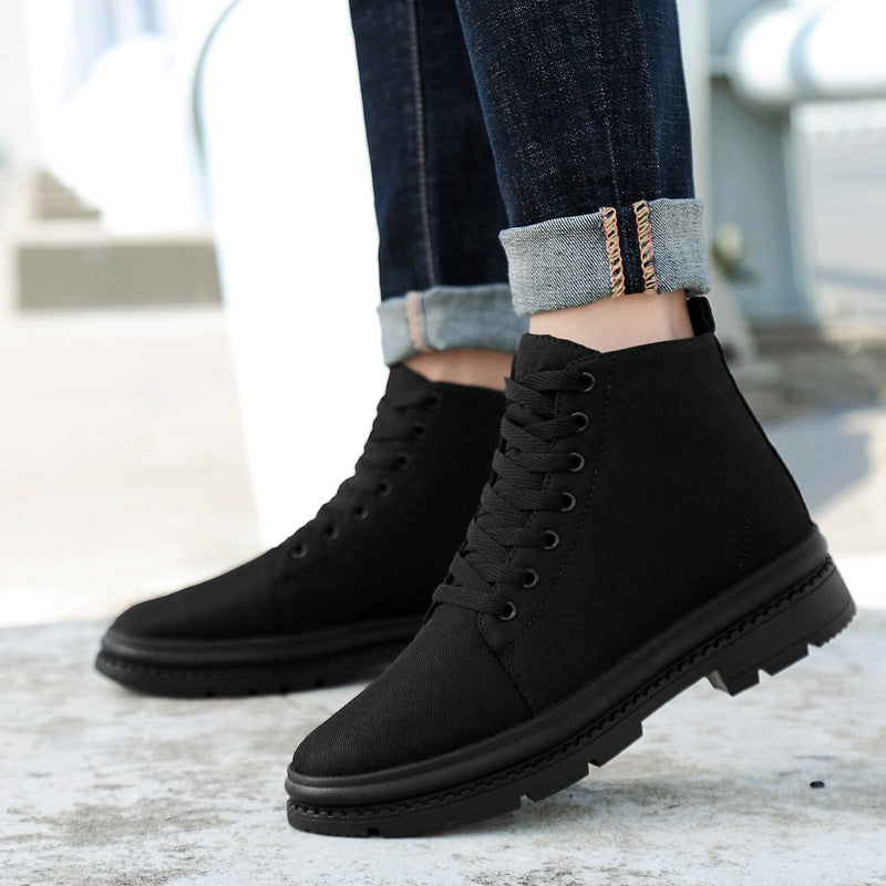 Mens Waterproof Canvas Shoes with Heightening Design
