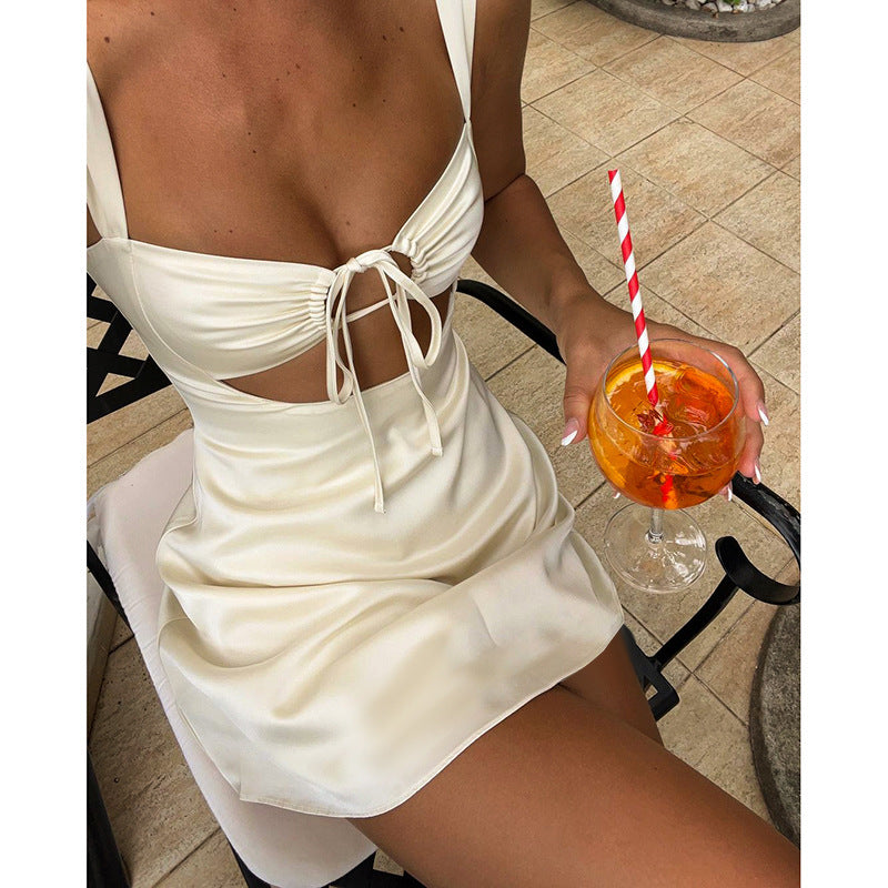 Sleeveless A-Line Satin Dress