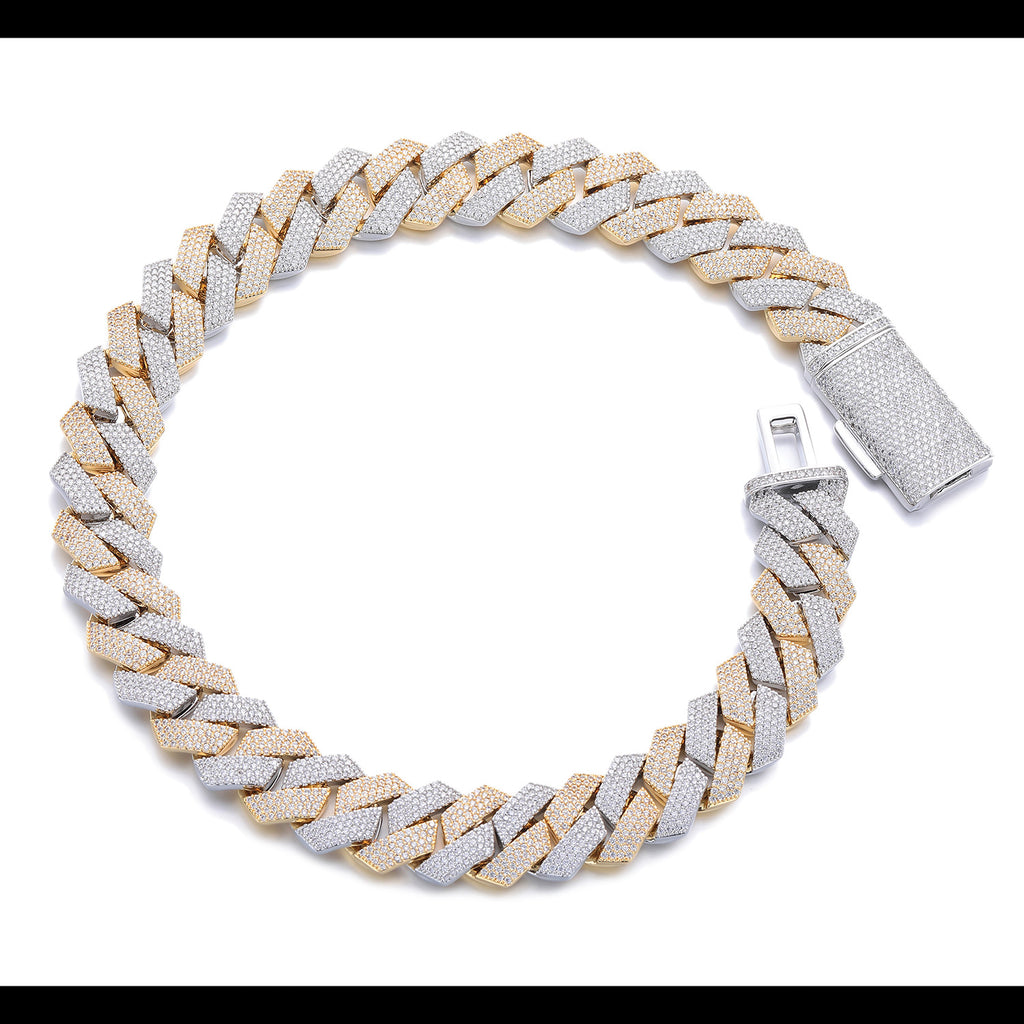 Men's Cuban Chain Zircon Necklace Geometric Pendant