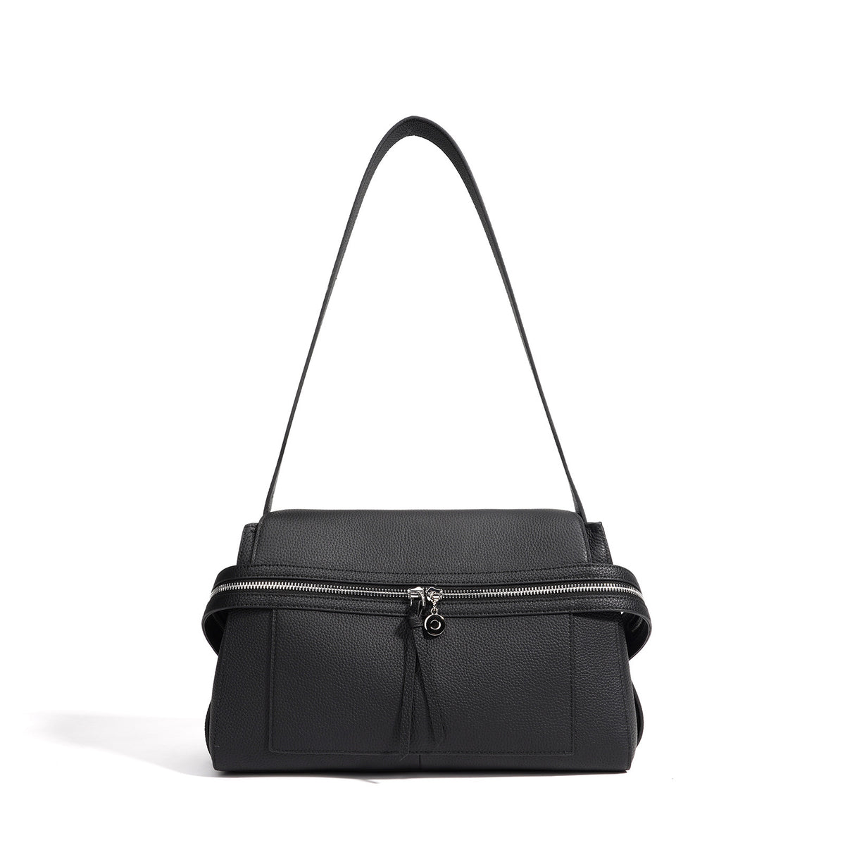Elegant genuine leather shoulder bag in Kelly style
