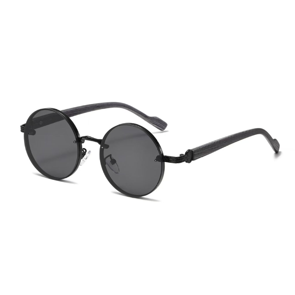 Retro Round Punk-Style Metal Sunglasses