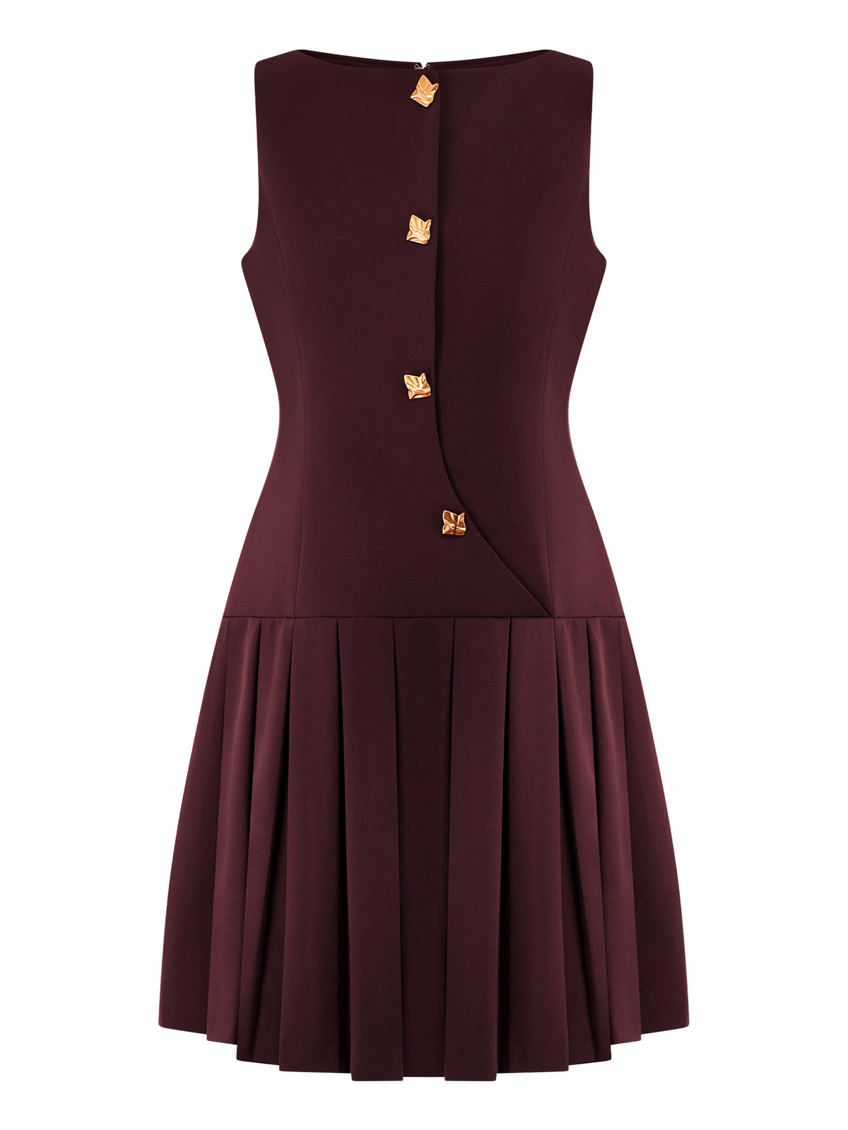 Sleeveless Pleated Shift Dress