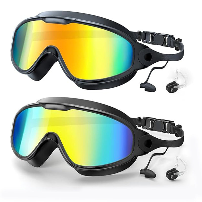 Large Frame Anti-Fog Swimming Goggles with Earplugs
