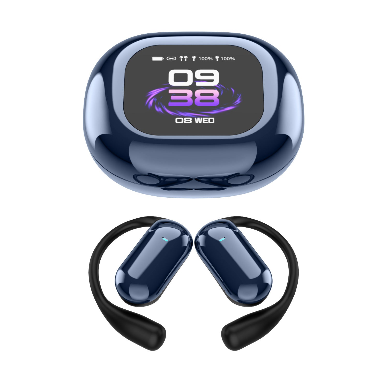 Open-Ear Bluetooth Earphones with AI Translation and Color Screen