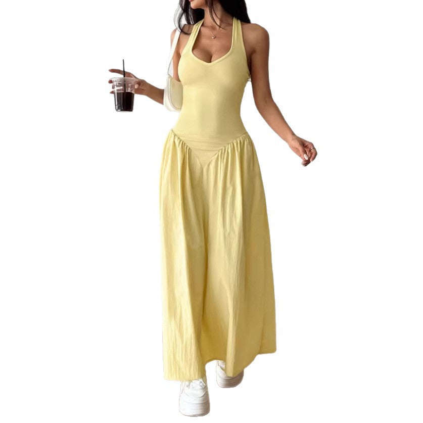 Elegant Deep V-Neck Backless Dress