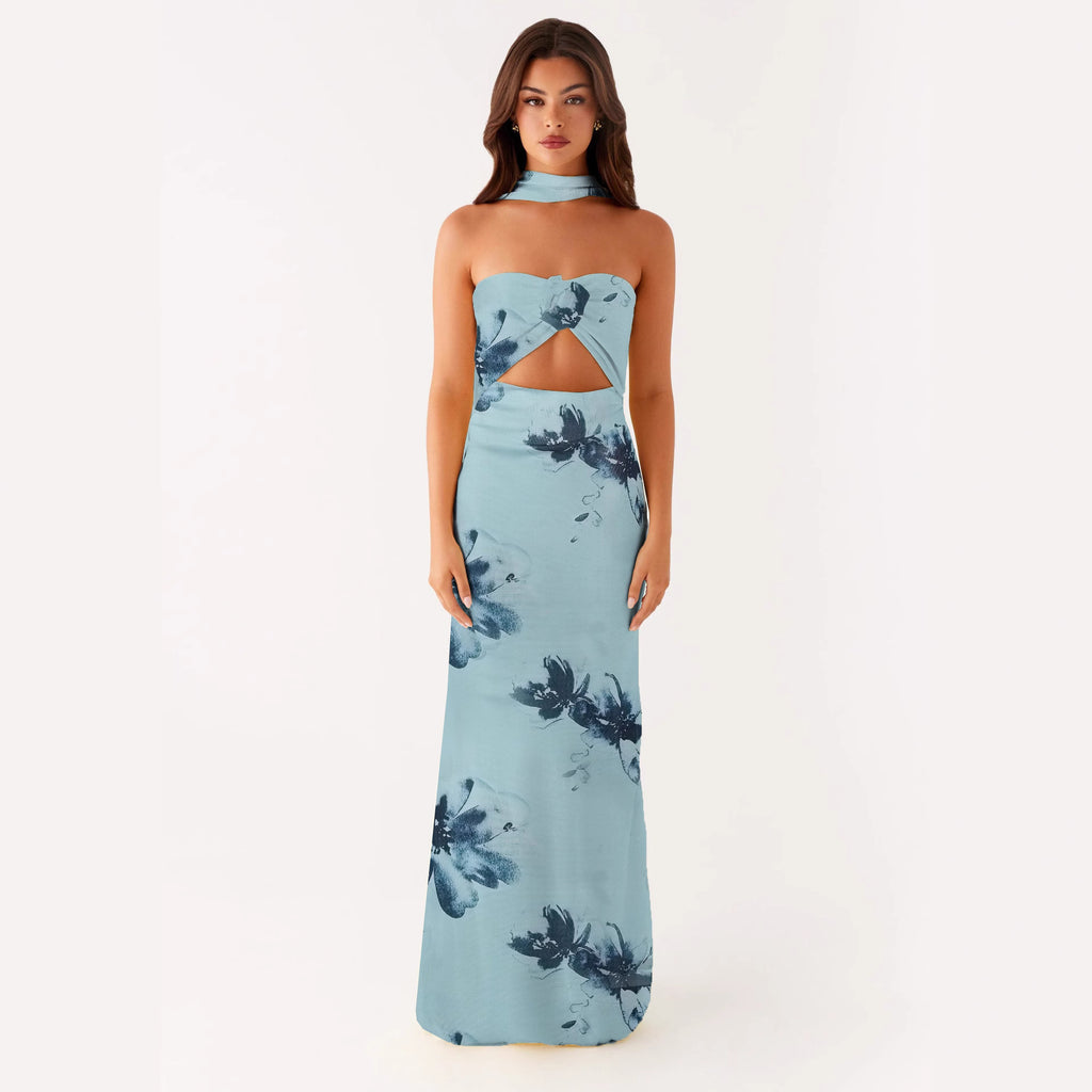Floral Cut Out Backless Summer Dress