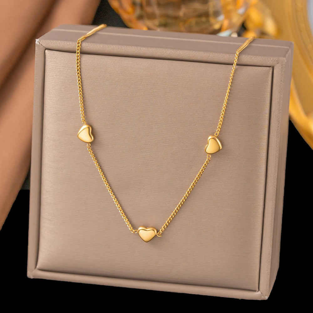 Titanium Steel Heart-Shaped Necklace for Women Fashion Heart Pendant Necklace