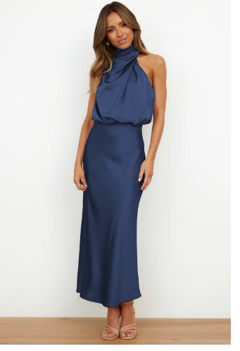 Elegant Satin Sleeveless Dress
