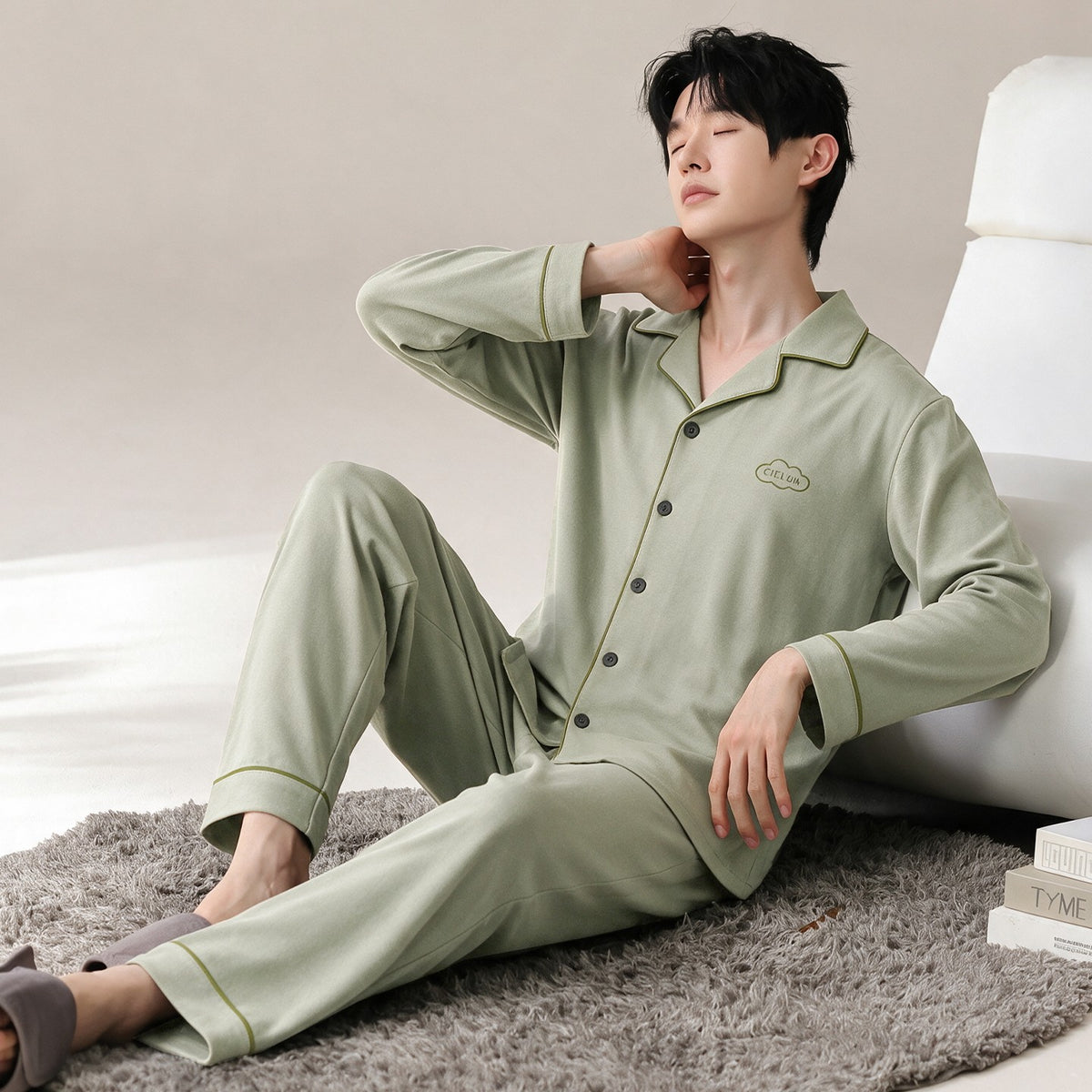Men's 100% Pure Cotton Long-Sleeve Pajama