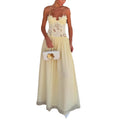 Cream Floral Lace Cross Back Long Dress