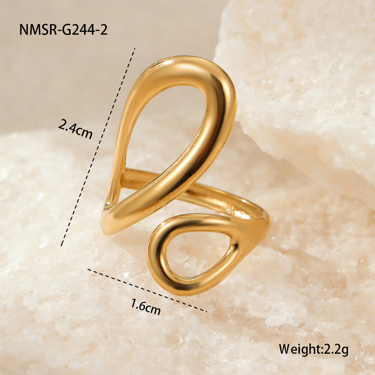 Stainless Steel Gold Plated Geometric Ring