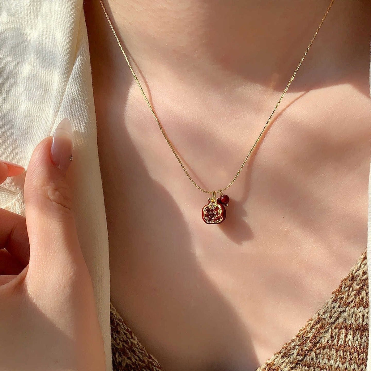 Vintage Pomegranate Pearl Necklace