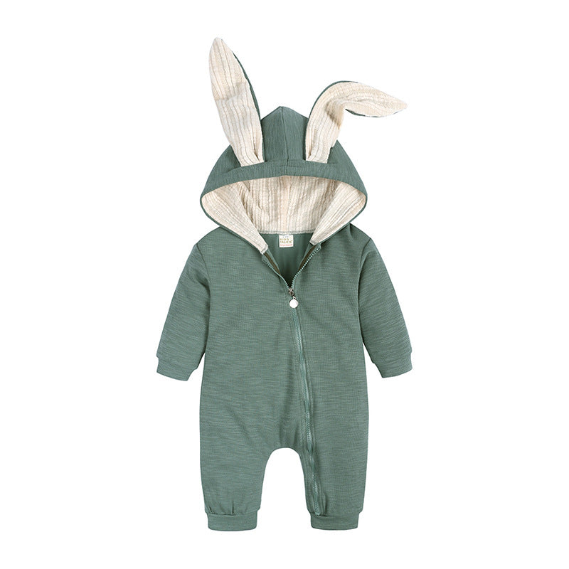 Baby Rabbit Ear Hooded Jumpsuit Cotton Romper