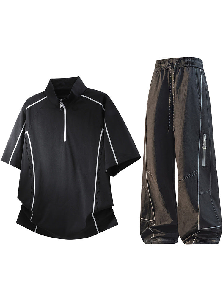 Mens Athletic Half Zip Sportswear Set