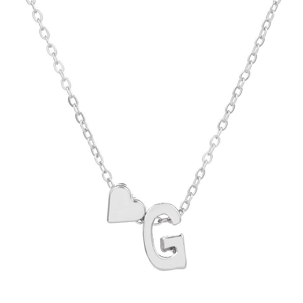 Heart Letter Necklace and Bracelet Set