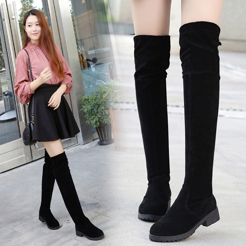 Womens Suede Over-The-Knee Boots with Cotton Lining