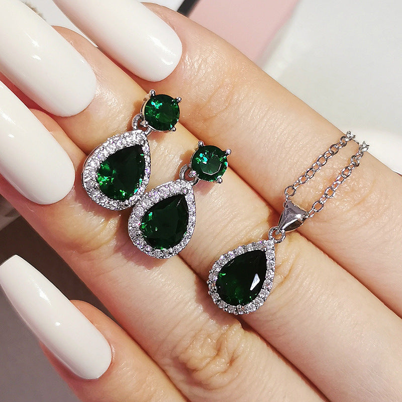 Pear-Shaped Zircon Earrings Necklace Set