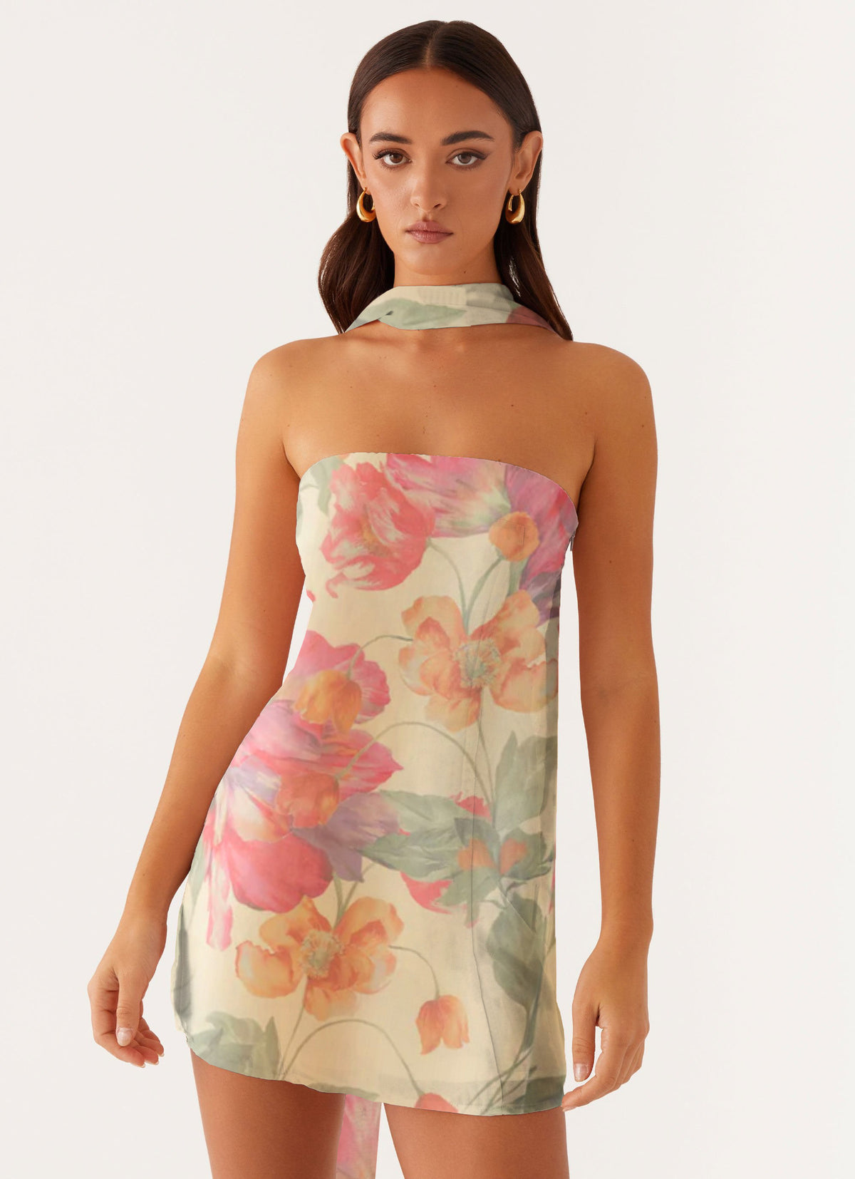 Floral Print Tube Top Dress