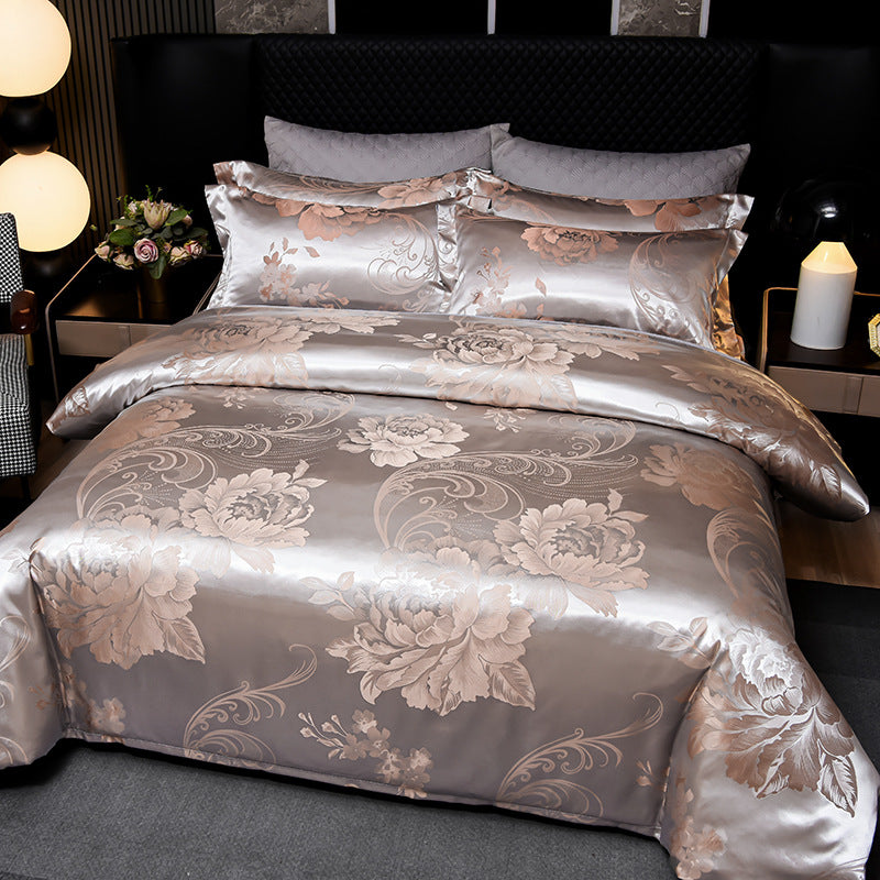European Style Satin Silk Jacquard Bedding Set