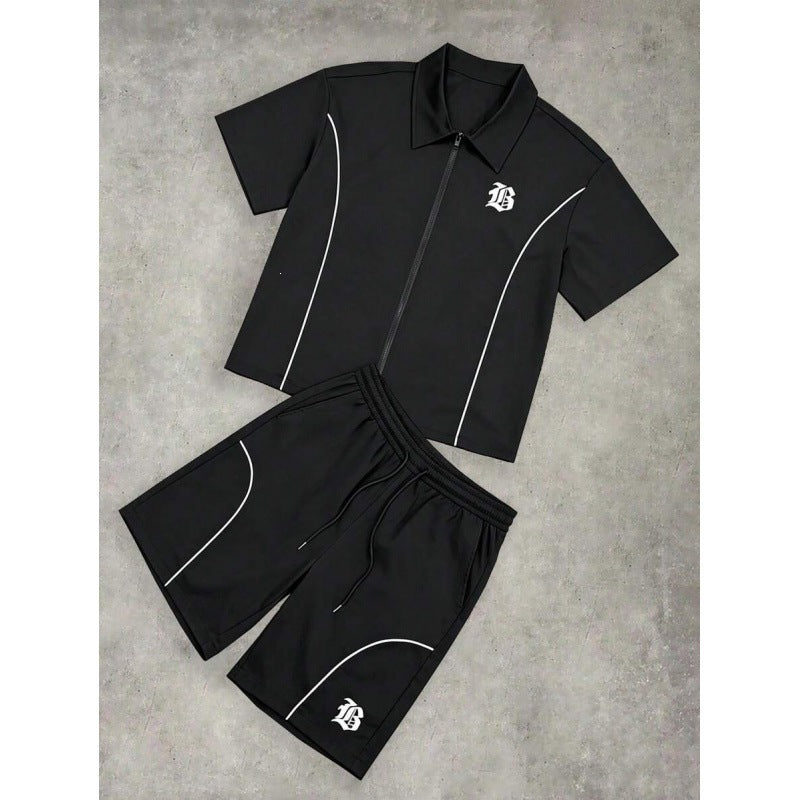 Striped Short Sleeve Shirt and Shorts Set