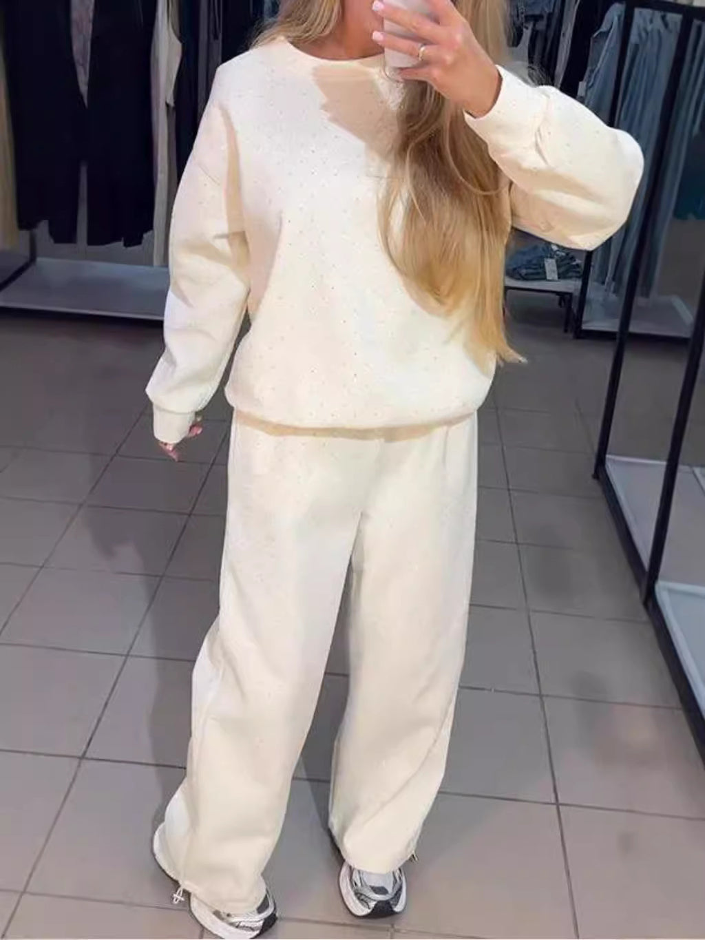 Women's Rhinestone Hoodie Jogger Set