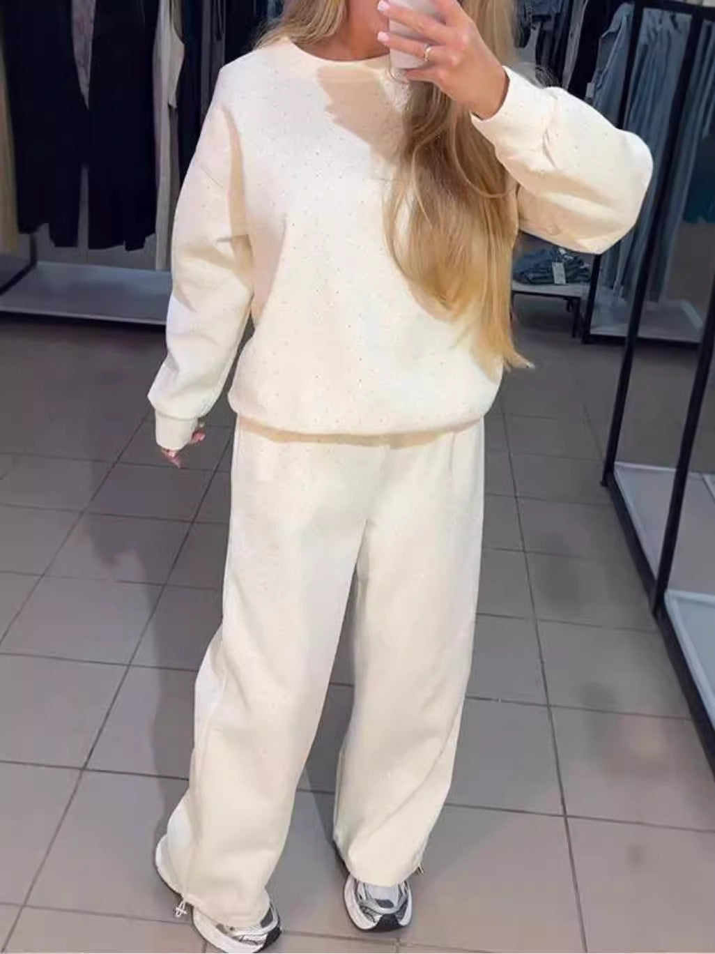 Women's Rhinestone Hoodie Jogger Set