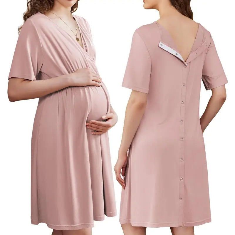 Loose V-Neck Short Sleeve Dress