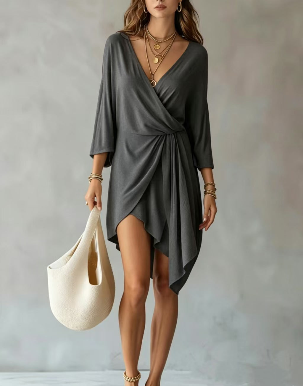 Three-quarter-sleeve dress