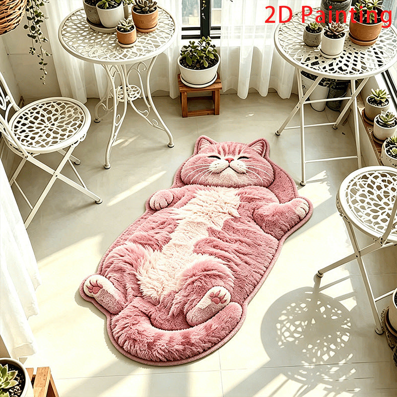 Diatomaceous Earth Floor Mat with Sleeping Cat Design