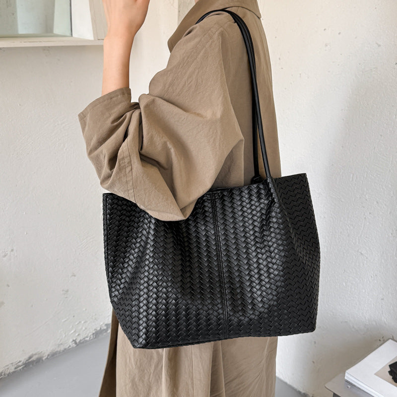 Vintage Woven Tote Bag with Magnetic Closure