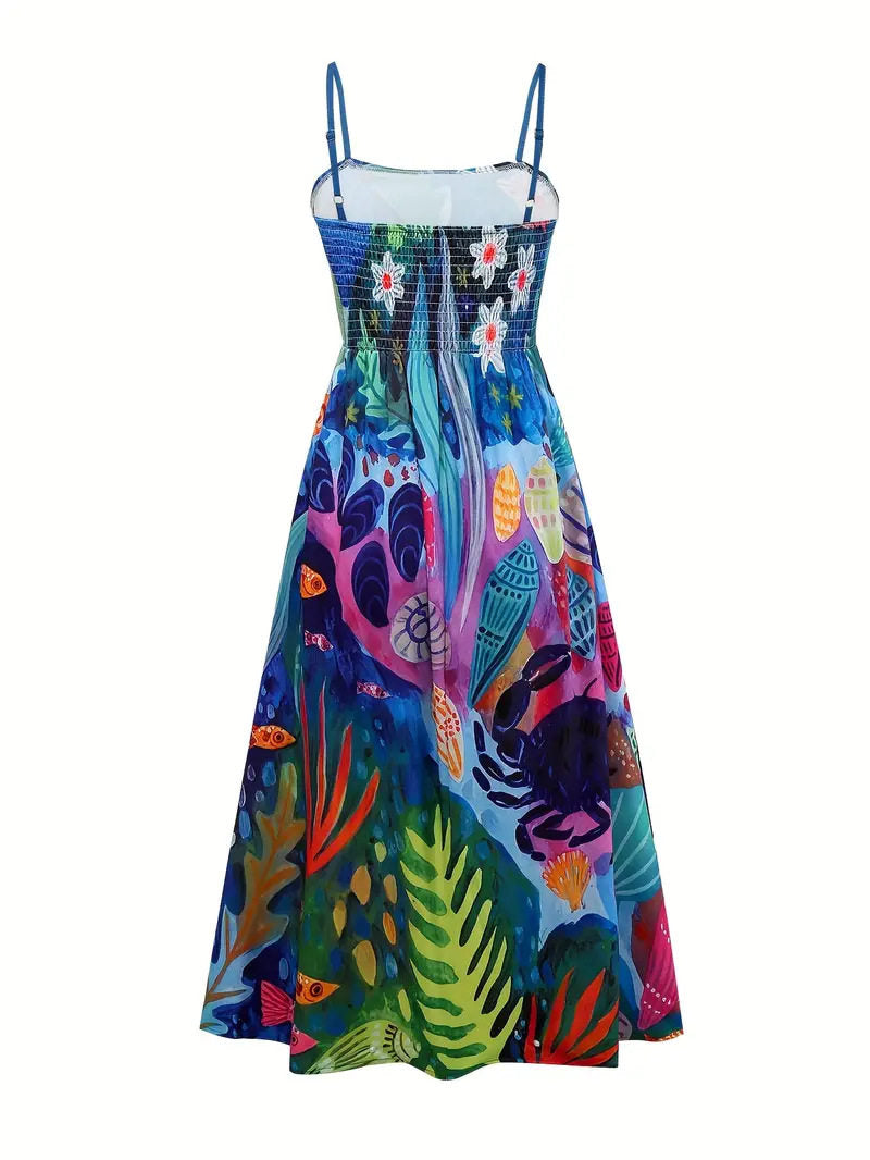 Womens Blue Leopard Print Sleeveless Mini Dress