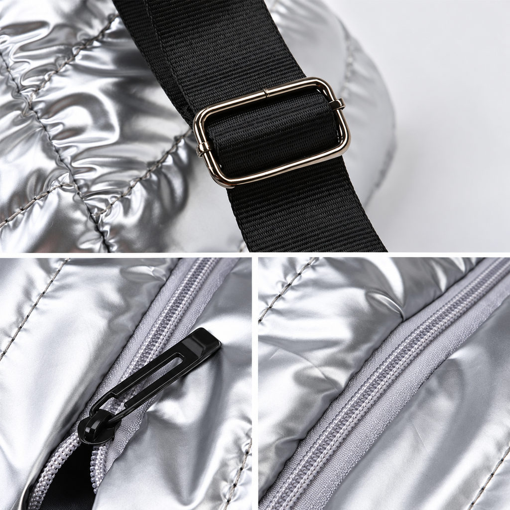 Glossy Quilted Travel Duffel Bag