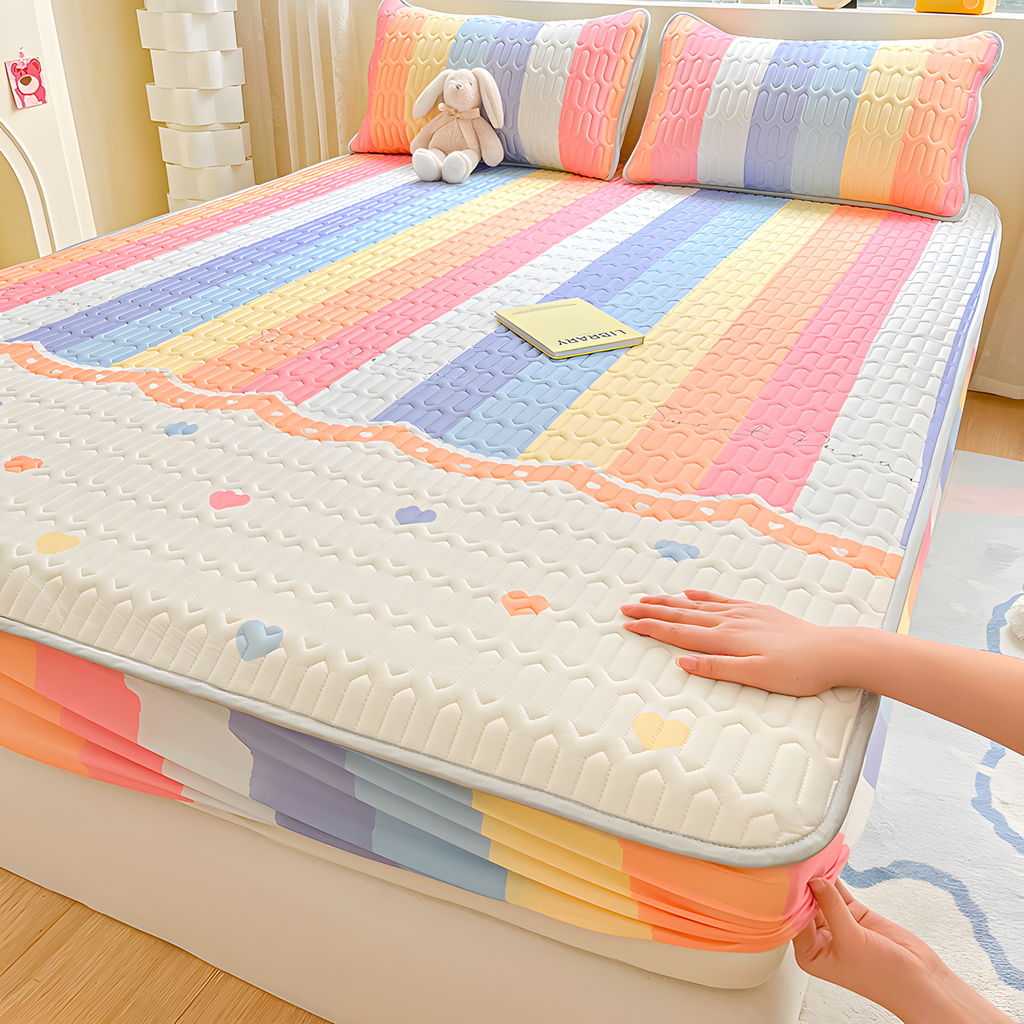 Quilted Printed Fitted Mattress Cover Set