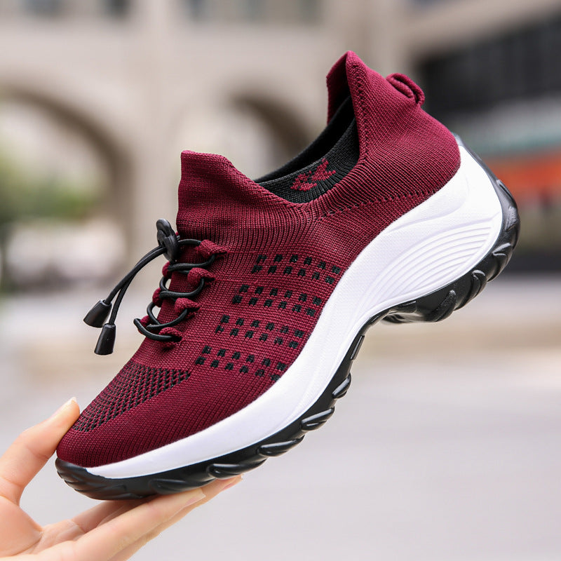Womens Wedge Heeled Casual Sports Shoes