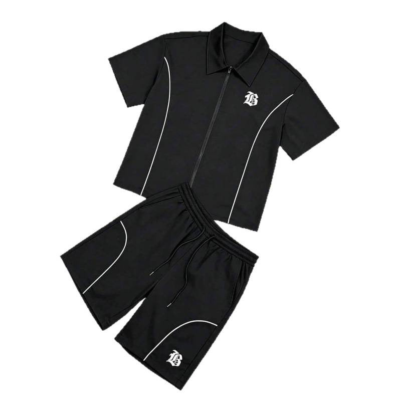 Striped Short Sleeve Shirt and Shorts Set