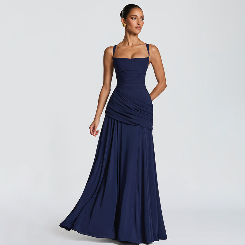 Elegant Solid Color Sleeveless Long Dress