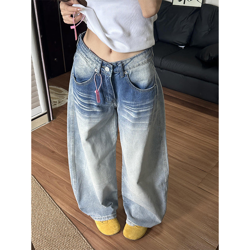 Vintage Washed Wide-Leg Denim Pants