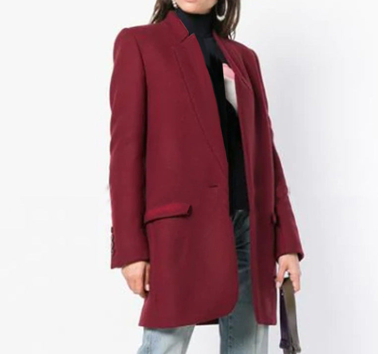 Women's Stand Collar Wool Blend Coat