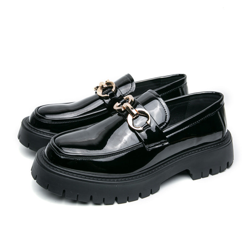 Men's Business Casual Loafers Slip-on Thick Sole Leather Shoes